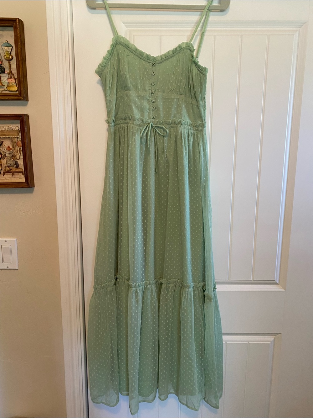 Patrons of Peace Quiet Green Smocked Midi Dress